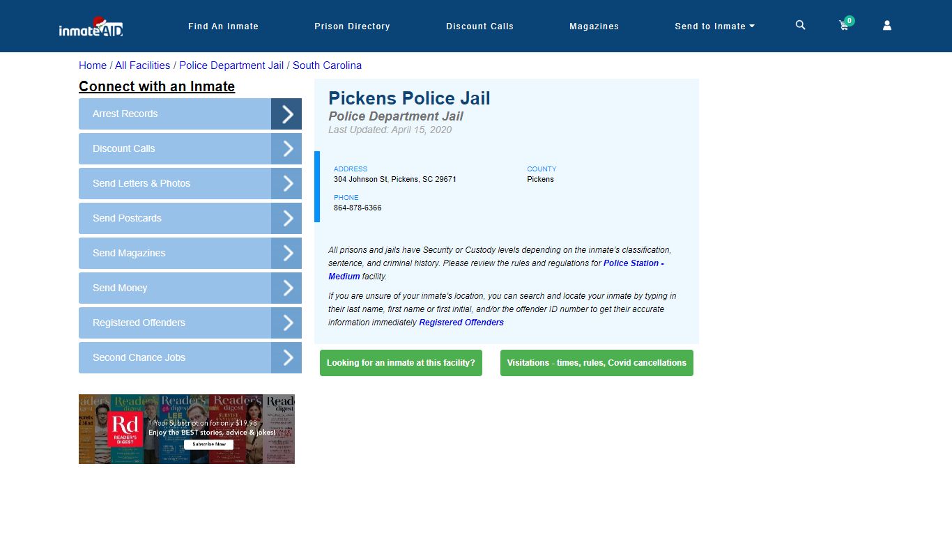 Pickens Police Jail & Inmate Search - Pickens, SC